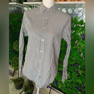 Micheal Kors Mens Classic Fit Button Down Gray/White Long Sleeve Dress Shirt S